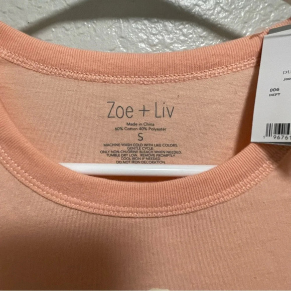 NWT Women’s Zoe + Liv Dusty Pink Short Sleeve Top Small - Picture 3 of 5
